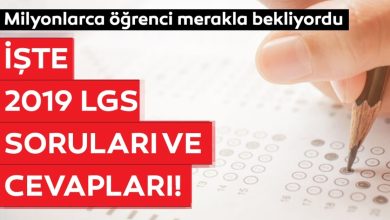 2019 LGS cevap ANAHTAR